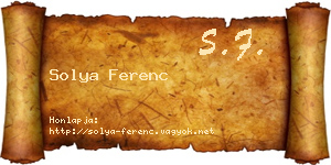 Solya Ferenc névjegykártya
